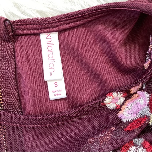 Embroidered Burgundy Boho Tulle Dress S - Picture 15 of 16